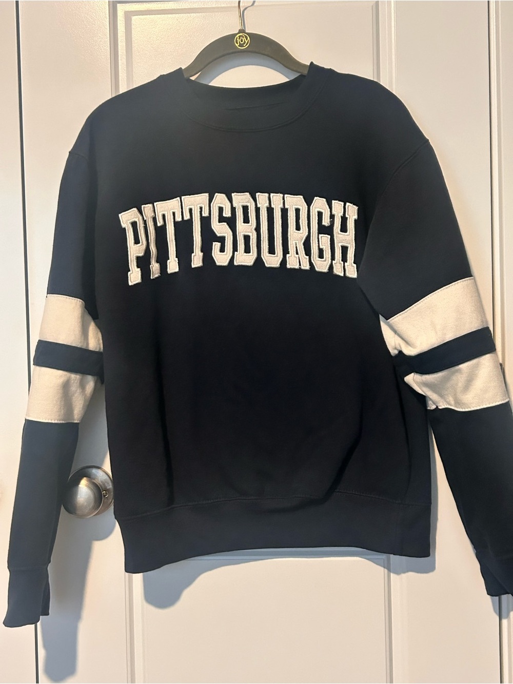 Pittsburgh Crewneck Sweatshirt - Navy and White New York Popular. Medium